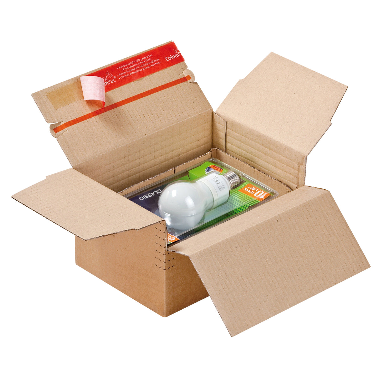 Caixa de papelão de profundidade variável com fecho autovedante para remessas