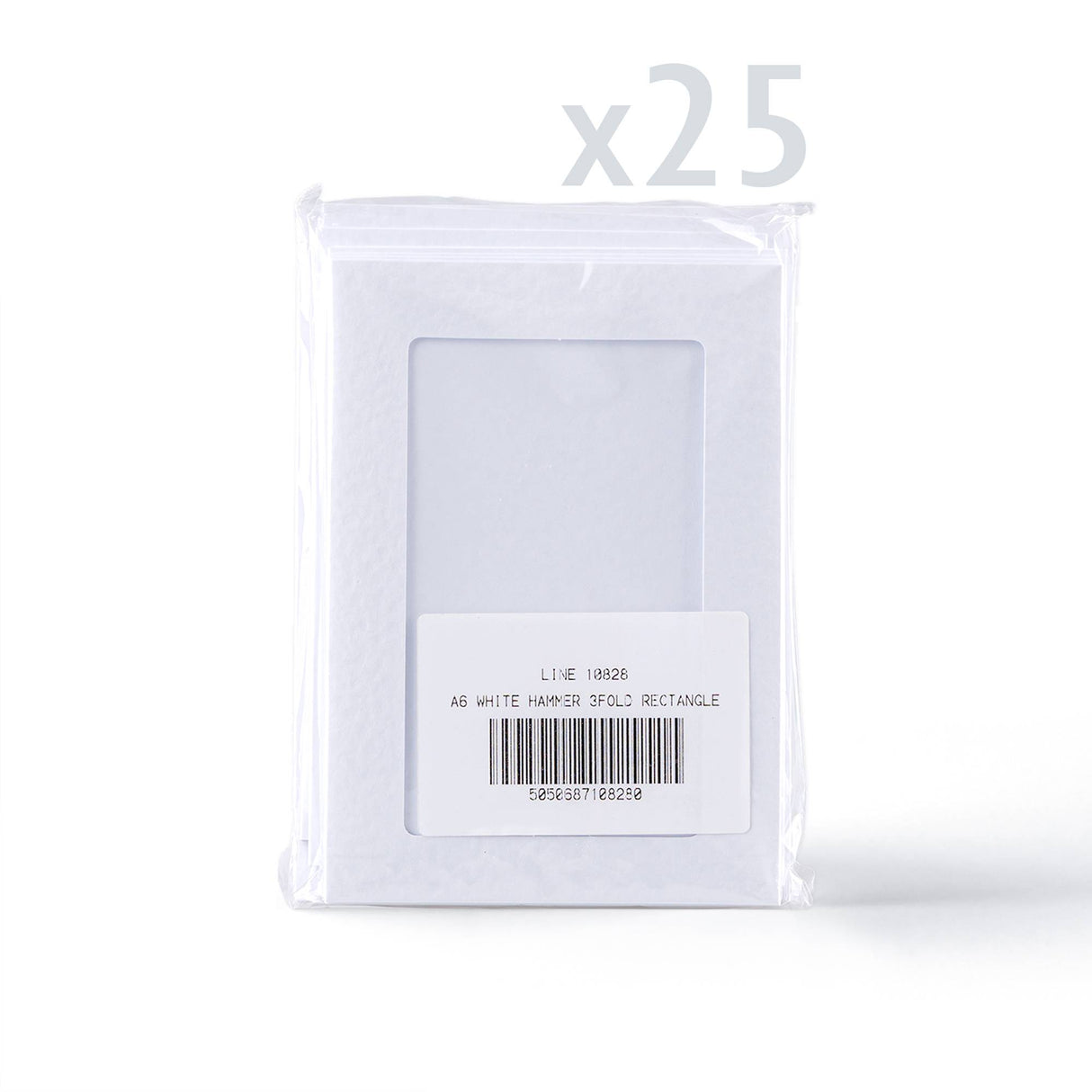 Conjunto de cartões brancos com acabamento martelado e janela retangular